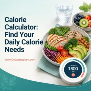 Calorie calculator interface for estimating daily calorie needs based on personal metrics