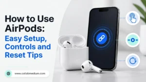 Person learning how to use AirPods by pairing them with an iPhone
